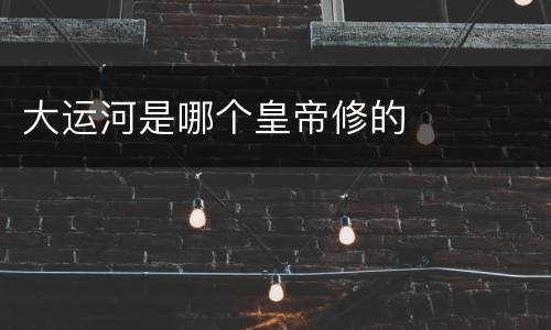 大运河是哪个皇帝修的