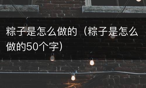 粽子是怎么做的（粽子是怎么做的50个字）