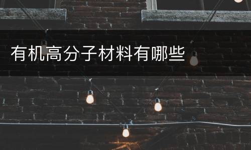 有机高分子材料有哪些