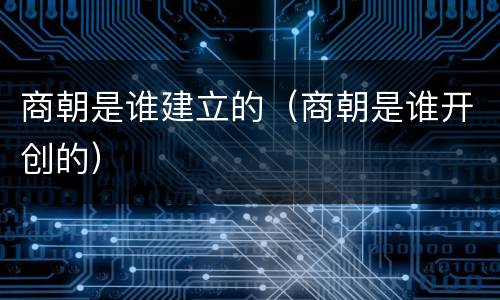 商朝是谁建立的（商朝是谁开创的）