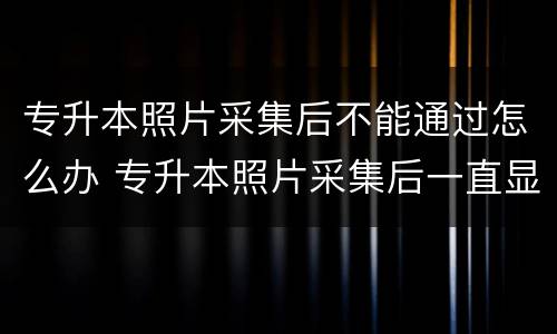专升本照片采集后不能通过怎么办 专升本照片采集后一直显示未审核
