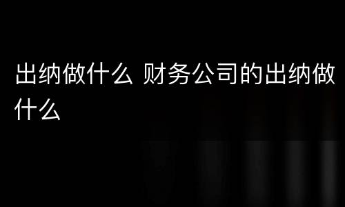 出纳做什么 财务公司的出纳做什么