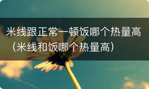 米线跟正常一顿饭哪个热量高（米线和饭哪个热量高）