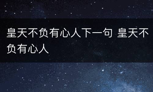 皇天不负有心人下一句 皇天不负有心人