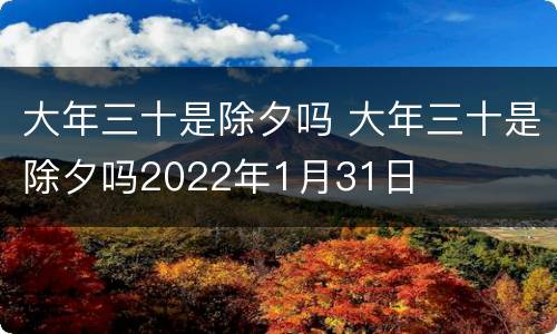 大年三十是除夕吗 大年三十是除夕吗2022年1月31日