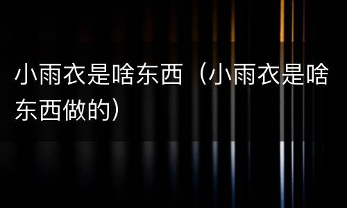 小雨衣是啥东西（小雨衣是啥东西做的）
