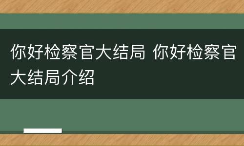 你好检察官大结局 你好检察官大结局介绍