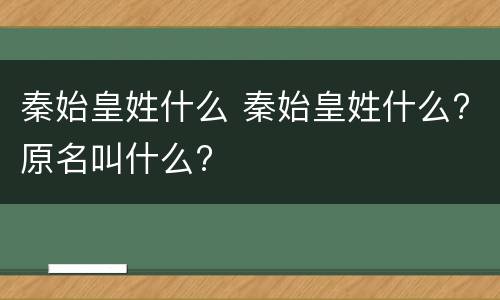 秦始皇姓什么 秦始皇姓什么?原名叫什么?
