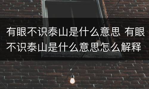 有眼不识泰山是什么意思 有眼不识泰山是什么意思怎么解释