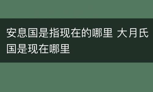 安息国是指现在的哪里 大月氏国是现在哪里