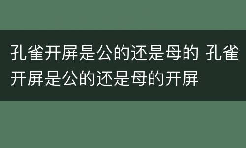 孔雀开屏是公的还是母的 孔雀开屏是公的还是母的开屏