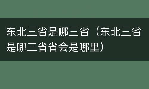 东北三省是哪三省（东北三省是哪三省省会是哪里）