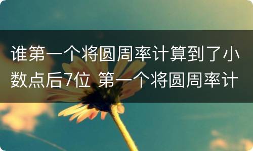 谁第一个将圆周率计算到了小数点后7位 第一个将圆周率计算到了小数点后7位的是谁