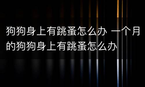 狗狗身上有跳蚤怎么办 一个月的狗狗身上有跳蚤怎么办