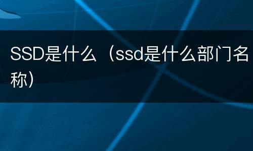 SSD是什么（ssd是什么部门名称）