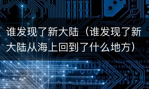 谁发现了新大陆（谁发现了新大陆从海上回到了什么地方）