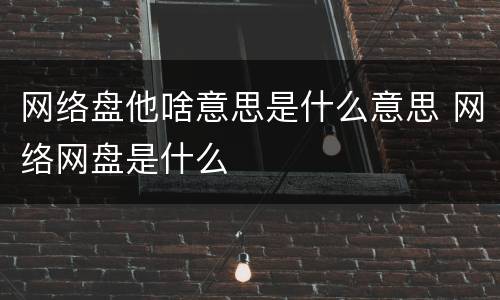 网络盘他啥意思是什么意思 网络网盘是什么