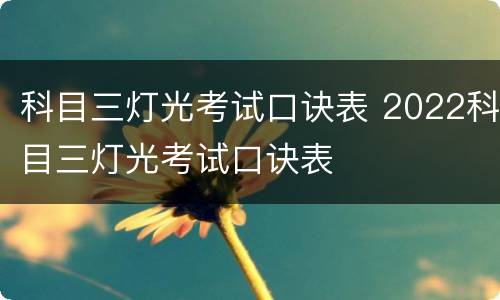 科目三灯光考试口诀表 2022科目三灯光考试口诀表