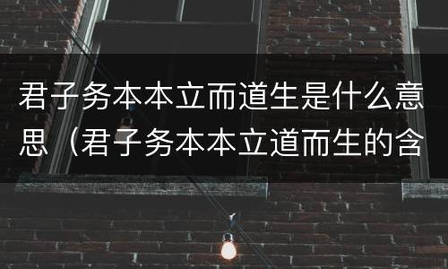 君子务本本立而道生是什么意思（君子务本本立道而生的含义）