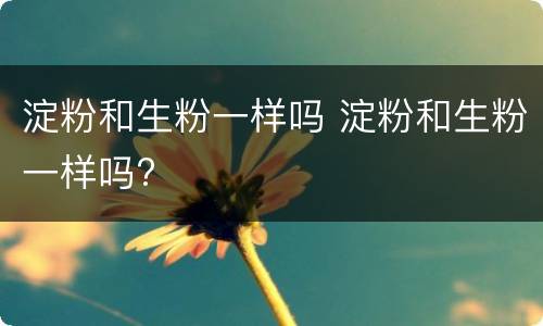 淀粉和生粉一样吗 淀粉和生粉一样吗?