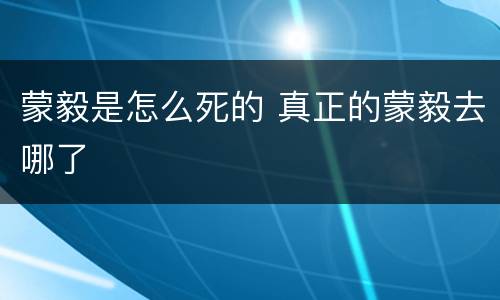 蒙毅是怎么死的 真正的蒙毅去哪了