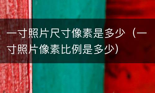 一寸照片尺寸像素是多少（一寸照片像素比例是多少）