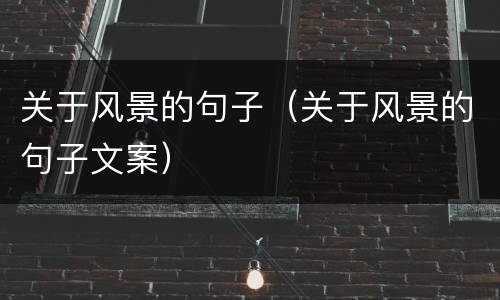 关于风景的句子（关于风景的句子文案）