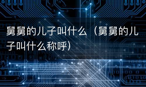 舅舅的儿子叫什么（舅舅的儿子叫什么称呼）