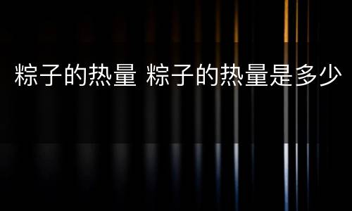 粽子的热量 粽子的热量是多少