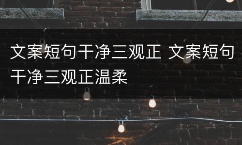 文案短句干净三观正 文案短句干净三观正温柔
