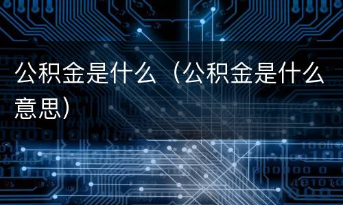 公积金是什么（公积金是什么意思）