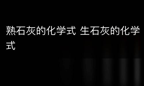 熟石灰的化学式 生石灰的化学式