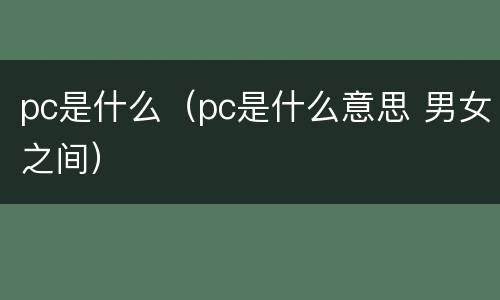pc是什么（pc是什么意思 男女之间）