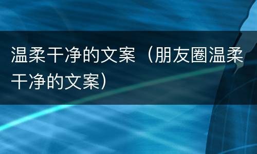 温柔干净的文案（朋友圈温柔干净的文案）