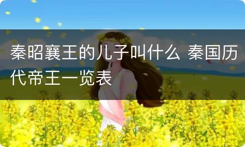 秦昭襄王的儿子叫什么 秦国历代帝王一览表