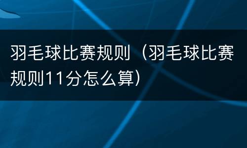 羽毛球比赛规则（羽毛球比赛规则11分怎么算）