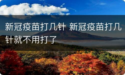 新冠疫苗打几针 新冠疫苗打几针就不用打了