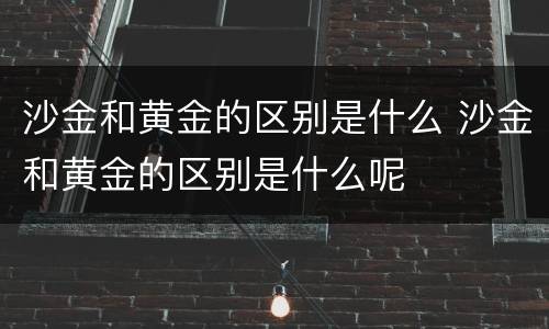 沙金和黄金的区别是什么 沙金和黄金的区别是什么呢