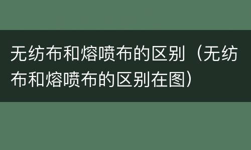 无纺布和熔喷布的区别（无纺布和熔喷布的区别在图）