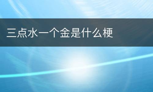 三点水一个金是什么梗