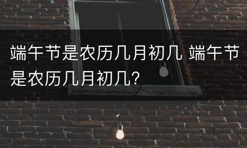 端午节是农历几月初几 端午节是农历几月初几?
