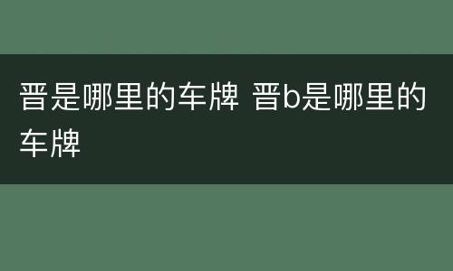 晋是哪里的车牌 晋b是哪里的车牌