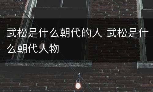 武松是什么朝代的人 武松是什么朝代人物