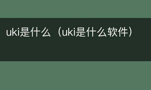 uki是什么（uki是什么软件）