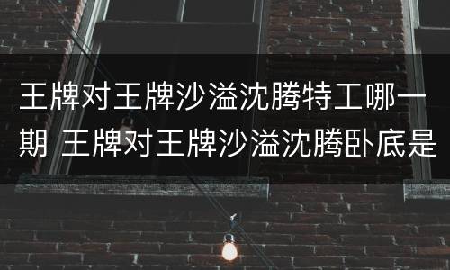 王牌对王牌沙溢沈腾特工哪一期 王牌对王牌沙溢沈腾卧底是哪一期