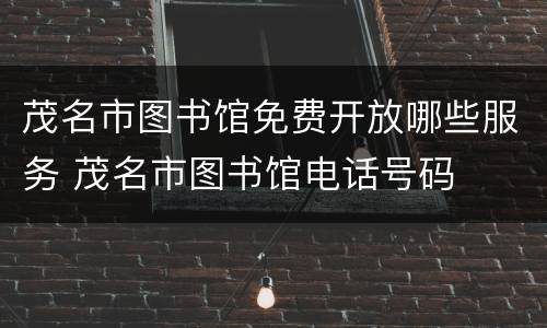 茂名市图书馆免费开放哪些服务 茂名市图书馆电话号码