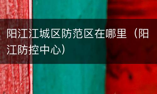 阳江江城区防范区在哪里（阳江防控中心）