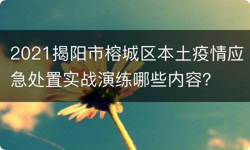 2021揭阳市榕城区本土疫情应急处置实战演练哪些内容？