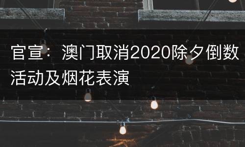 官宣：澳门取消2020除夕倒数活动及烟花表演
