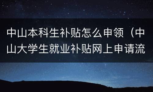 中山本科生补贴怎么申领（中山大学生就业补贴网上申请流程）